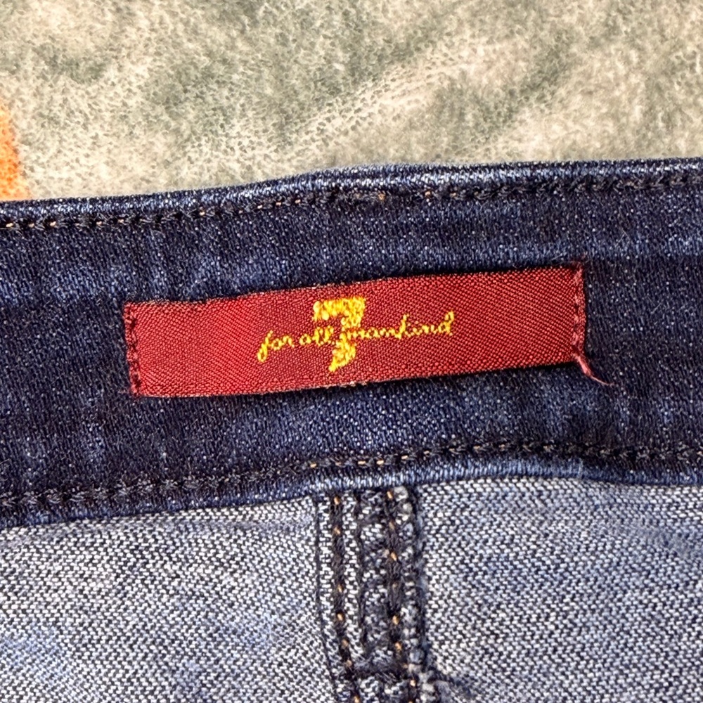 7 For All Mankind Dark Blue Denim Skirt - Picture 2 of 7